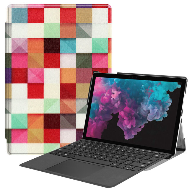 Case2go - Hoes voor de Microsoft Surface Pro 7 - Tri-Fold Book Case - Blocks