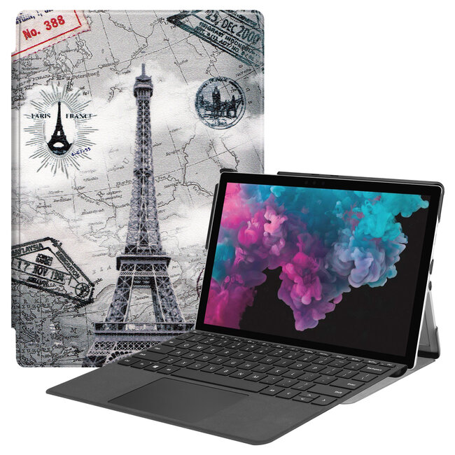 Case2go - Hoes voor de Microsoft Surface Pro 7 - Tri-Fold Book Case - Eiffeltoren