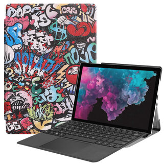 Case2go Microsoft Surface Pro 7 hoes - Tri-Fold Book Case - Graffiti