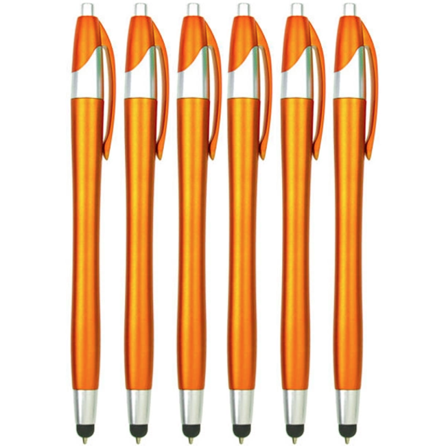 6 Stuks - Stylus Pen voor tablet en smartphone - Met Penfunctie - Touch Pen - Voorzien van clip - Oranje