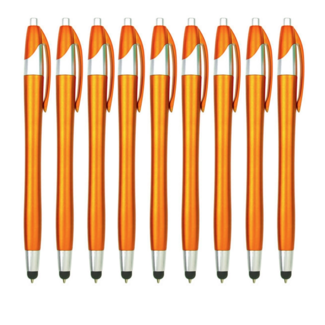 Case2go 9 Stuks - Stylus Pen voor tablet en smartphone - Met Penfunctie - Touch Pen - Voorzien van clip - Oranje