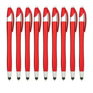 Case2go 9 Stuks - Stylus Pen voor tablet en smartphone - Met Penfunctie - Touch Pen - Voorzien van clip - Rood