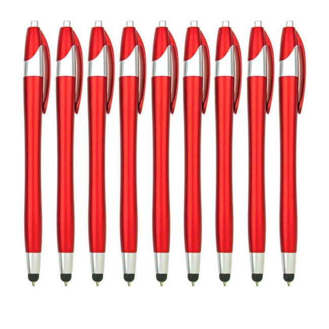 9 Stuks - Stylus Pen voor tablet en smartphone - Met Penfunctie - Touch Pen - Voorzien van clip - Rood