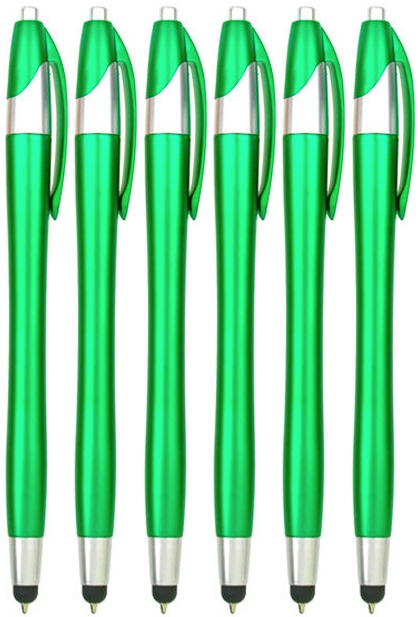6 Stuks - Stylus Pen voor tablet en smartphone - Met Penfunctie - Touch Pen - Voorzien van clip - Groen afbeelding
