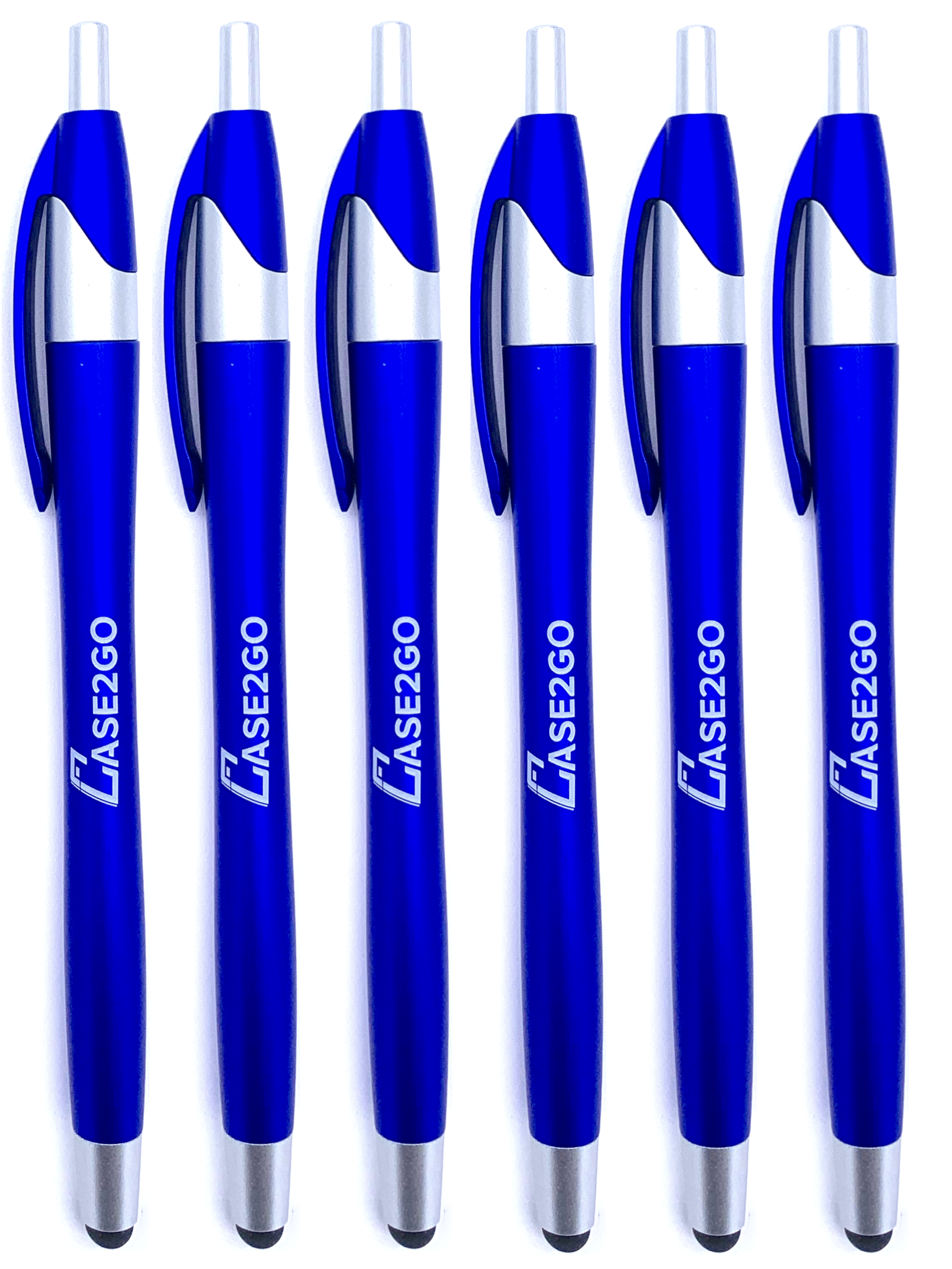 6 Stuks - Stylus Pen voor tablet en smartphone - Met Penfunctie - Touch Pen - Voorzien van clip - Blauw afbeelding