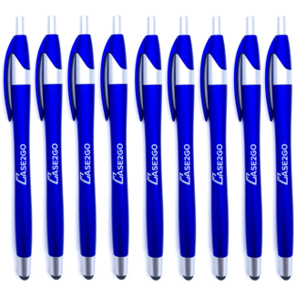 Case2go 9 Stuks - Stylus Pen voor tablet en smartphone - Met Penfunctie - Touch Pen - Voorzien van clip - Blauw