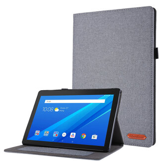 Case2go Lenovo Tab E10 hoes - Book Case met Soft TPU houder - Grijs