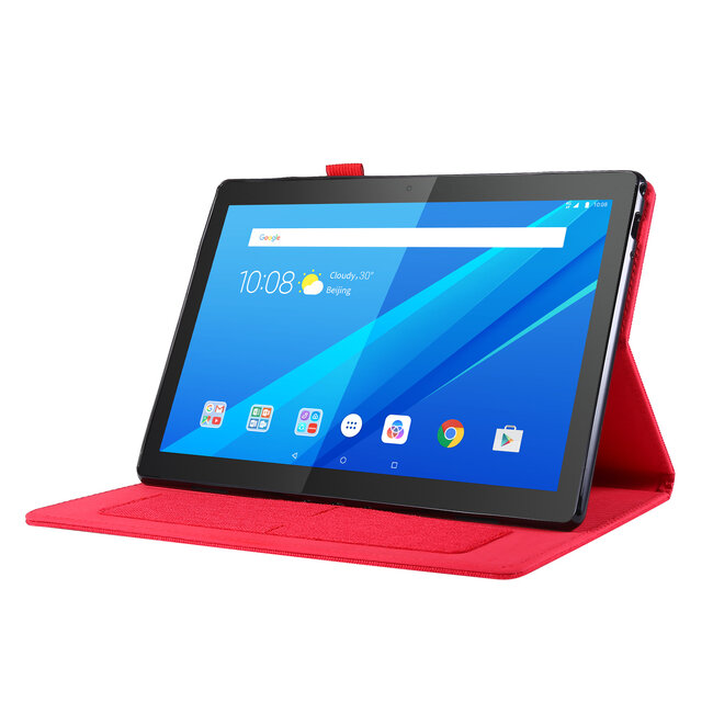Case2go - Hoes voor Lenovo Tab M10 - Book Case met Soft TPU houder - Rood