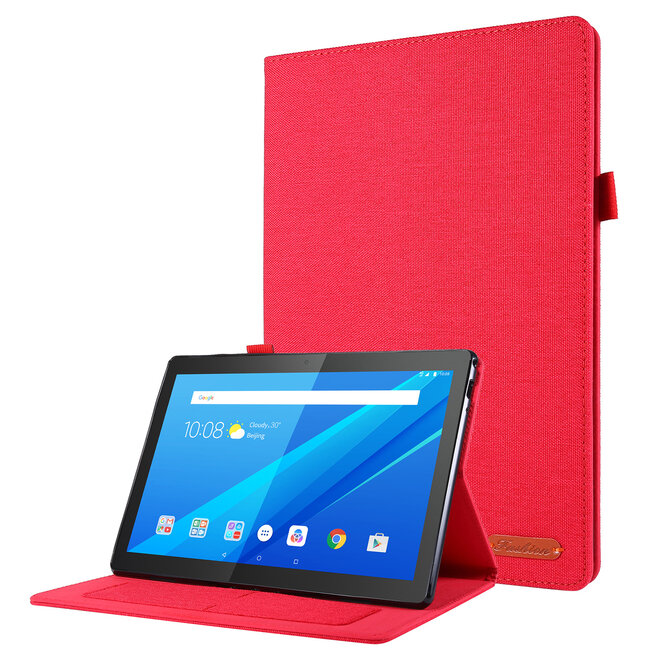 Case2go - Hoes voor Lenovo Tab M10 - Book Case met Soft TPU houder - Rood