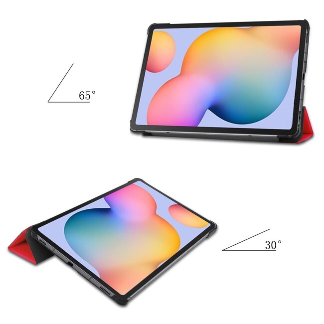 Case2go - Hoes voor de Samsung Galaxy Tab S6 Lite - Tri-Fold Book Case - Rood