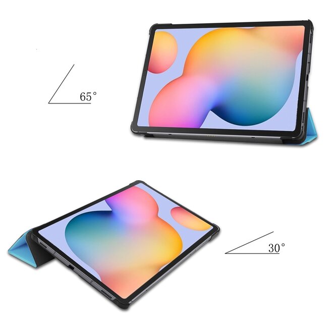 Case2go - Hoes voor de Samsung Galaxy Tab S6 Lite - Tri-Fold Book Case - Licht Blauw