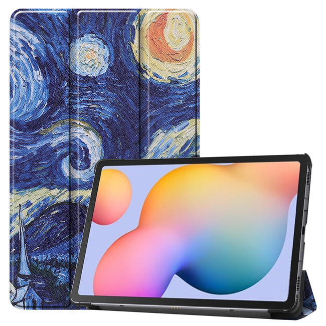 Case2go - Hoes voor de Samsung Galaxy Tab S6 Lite - Tri-Fold Book Case - Sterrenhemel
