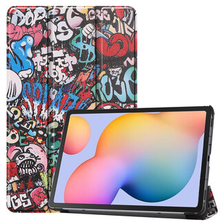 Case2go Samsung Galaxy Tab S6 Lite hoes  - Tri-Fold Book Case - Graffiti