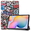 Case2go Samsung Galaxy Tab S6 Lite hoes  - Tri-Fold Book Case - Graffiti