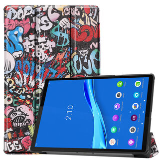 Case2go Lenovo Tab M10 Plus hoes - Tri-Fold Book Case (TB-X606) - Graffiti