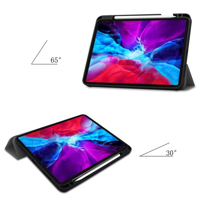 Case2go - Hoes voor de Apple iPad Pro 11 inch (2020) - Tri-Fold Book Case - met Apple Pencil Houder - Grijs