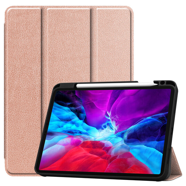 Case2go - Hoes voor de Apple iPad Pro 11 inch (2020) - Tri-Fold Book Case - met Apple Pencil Houder - RosÃ© Goud