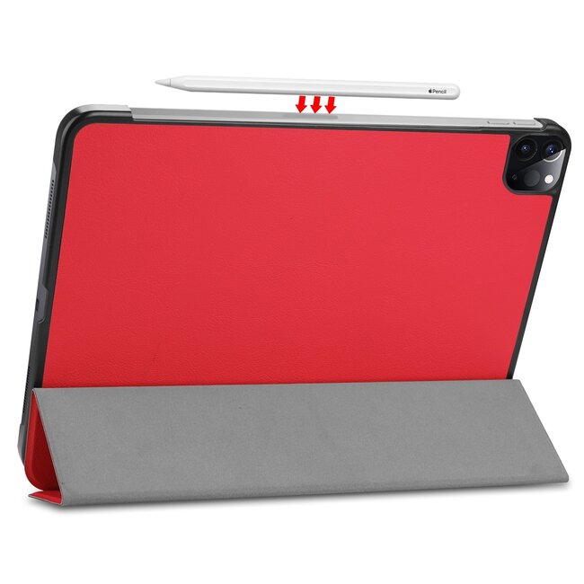 Case2go - Hoes voor de iPad Pro 12.9 (2020) - Tri-Fold Book Case - Rood