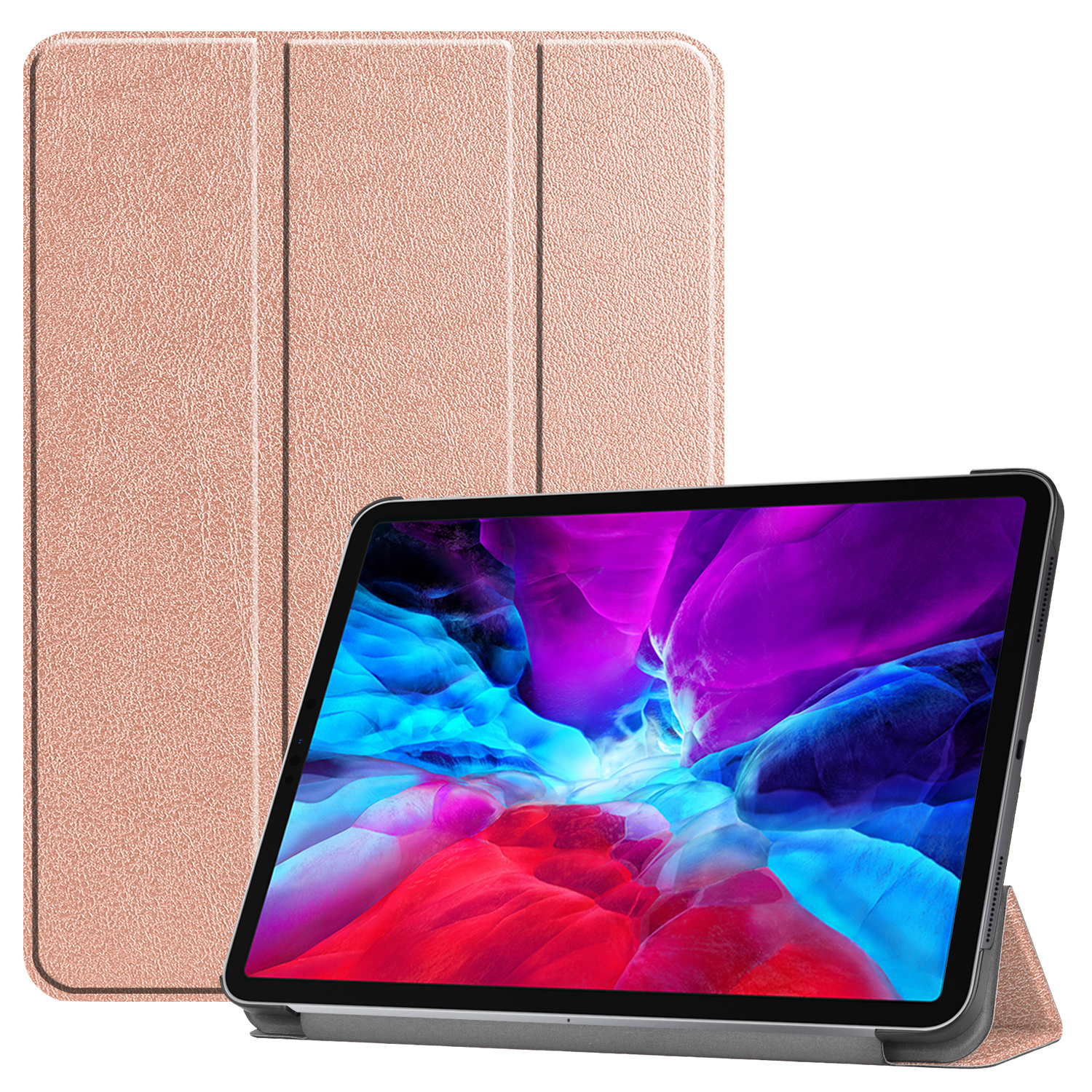 iPad Pro 12.9 (2020) hoes - Tri-Fold Book Case - Rosé Goud afbeelding