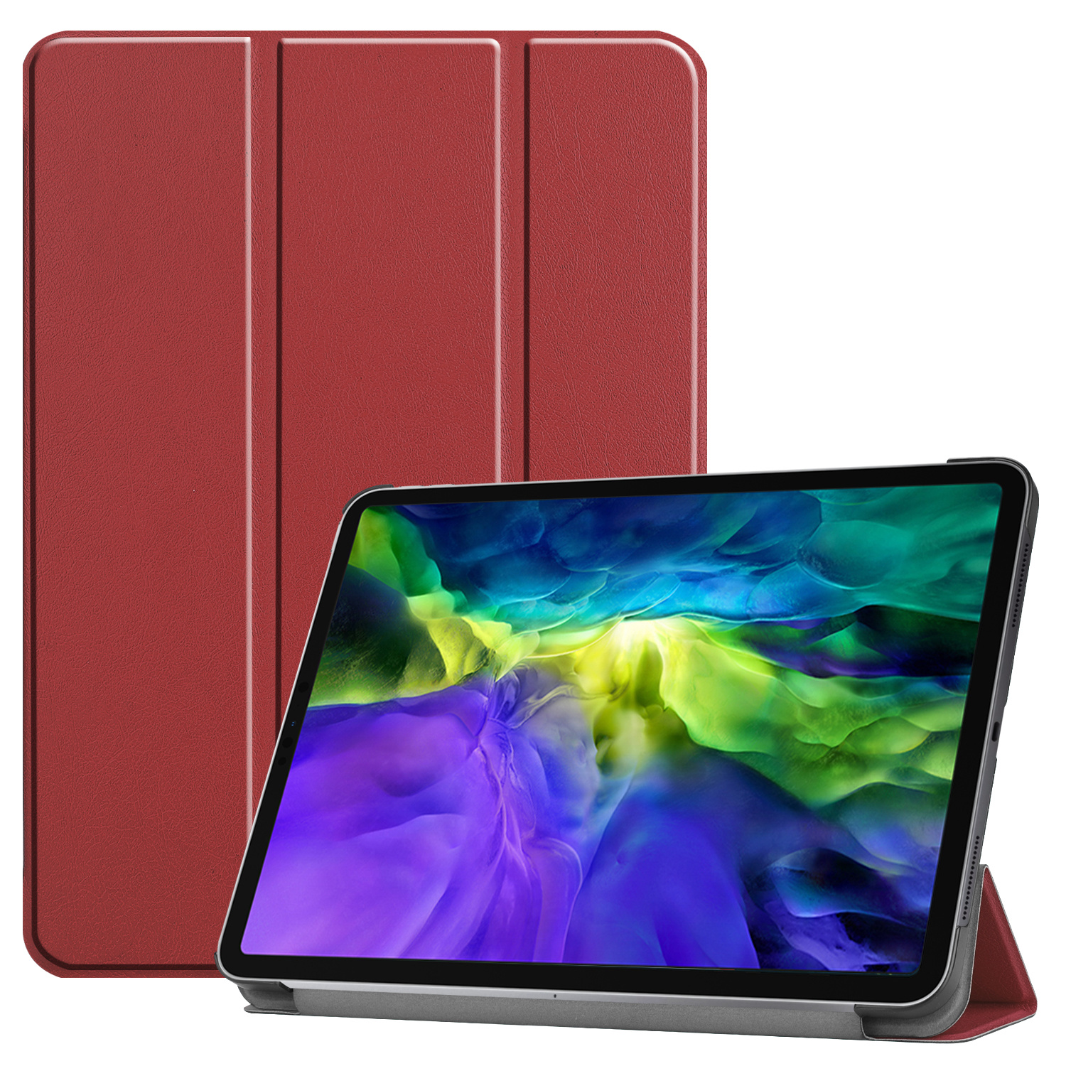 iPad Pro 11 (2020) hoes - Tri-Fold Book Case - Donker Rood afbeelding