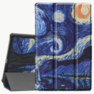 Case2go Lenovo Tab M10 Plus hoes - Tri-Fold Book Case (TB-X606) - Sterrenhemel