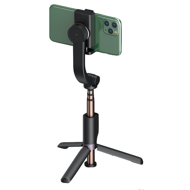 Wiwu - Opvouwbare Tripod Gimbal Selfiestick - Bluetooth - Met afstandbediening - Universeel geschikt voor smartphone - Zwart