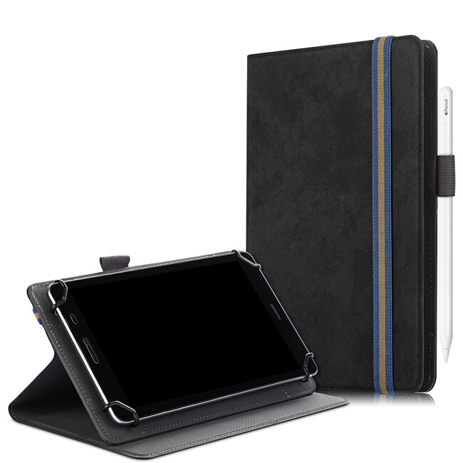 Case2go - Universele 7/8 inch tablet - Wallet Book Case - Zwart