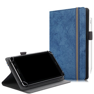 Case2go Universele 7/8 inch tablet hoes - Wallet Book Case - Donker Blauw