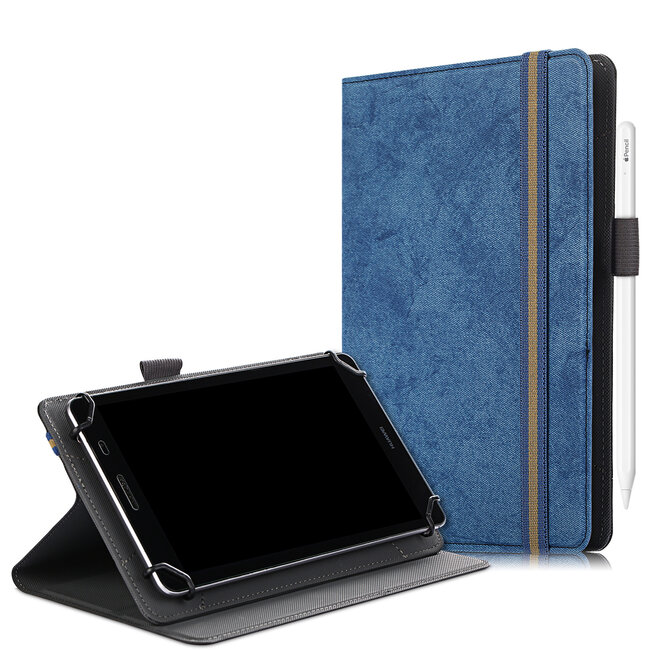 Case2go - Universele 7/8 inch tablet - Wallet Book Case - Donker Blauw