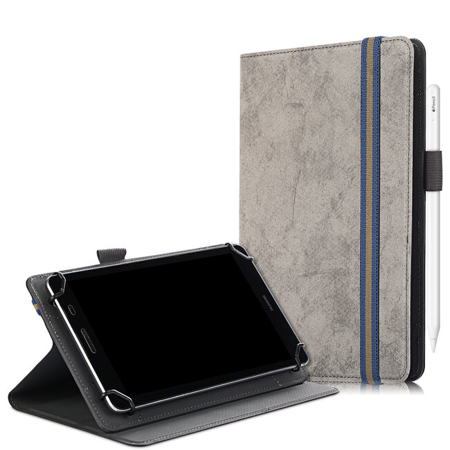 Case2go - Universele 7/8 inch tablet - Wallet Book Case - Grijs