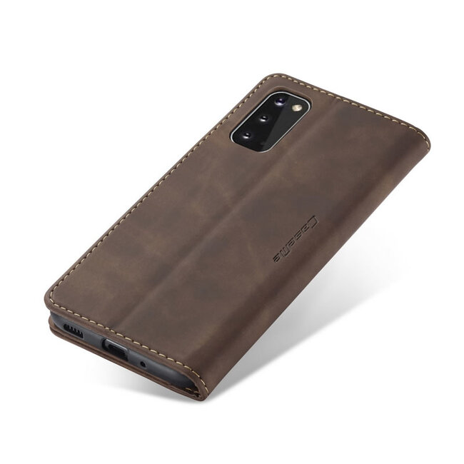 CaseMe - Samsung Galaxy S20 hoesje - Wallet Book Case - Magneetsluiting - Donker Bruin