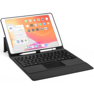 Case2go iPad 10.2 2019 / 2020 / 2021 case - Bluetooth Toetsenbord hoes - met Touchpad & Toetsenbord verlichting - Zwart