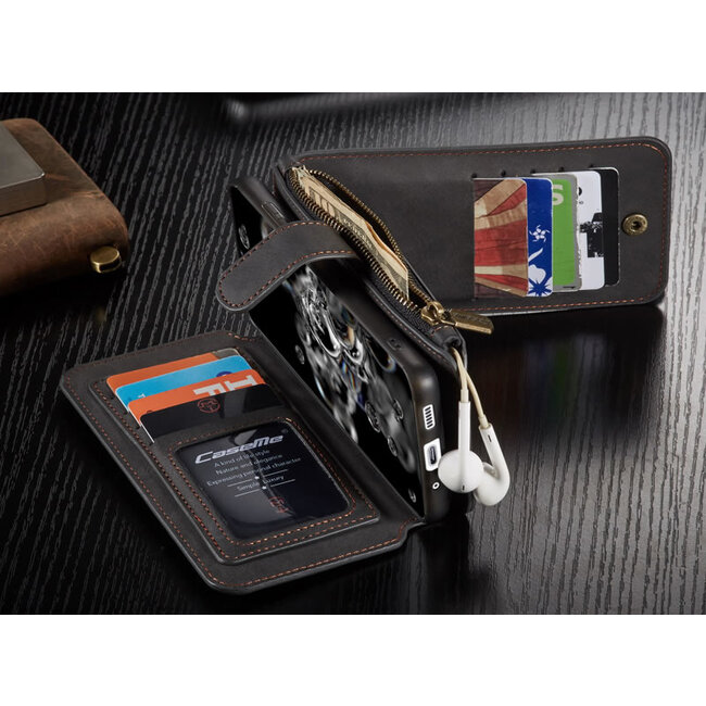 CaseMe - Samsung Galaxy S20 hoesje - Wallet Book Case met Ritssluiting - Zwart