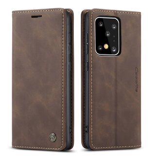 CaseMe CaseMe - Samsung Galaxy S20 Ultra hoesje - Wallet Book Case - Magneetsluiting - Donker Bruin