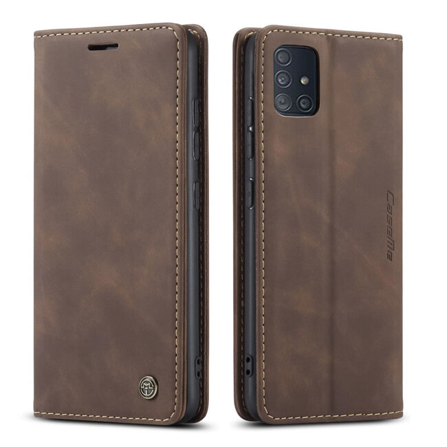 CaseMe - Samsung Galaxy A51 hoesje - Wallet Book Case - Magneetsluiting - Donker Bruin