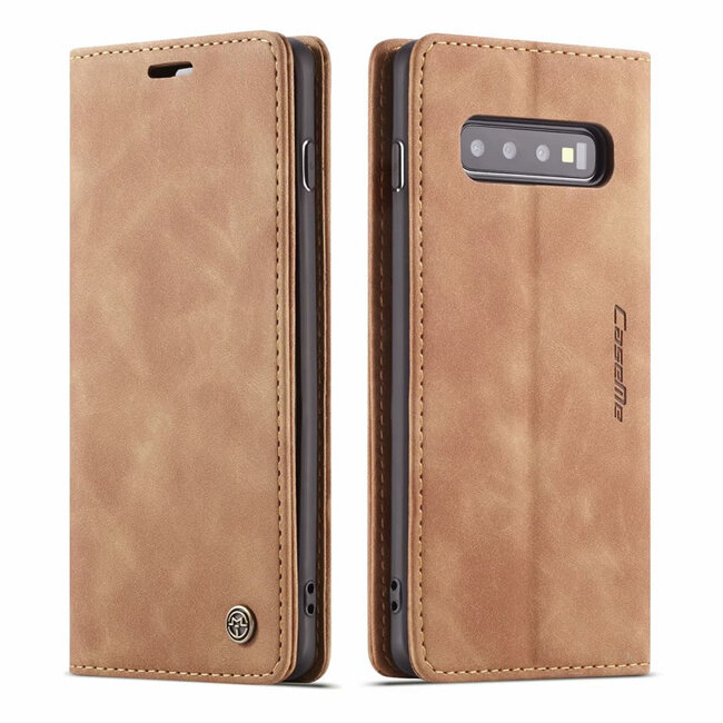 CaseMe - Samsung Galaxy S10 hoesje - Wallet Book Case - Magneetsluiting - Licht Bruin