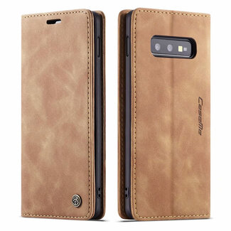 CaseMe CaseMe - Samsung Galaxy S10e hoesje - Wallet Book Case - Magneetsluiting - Licht Bruin