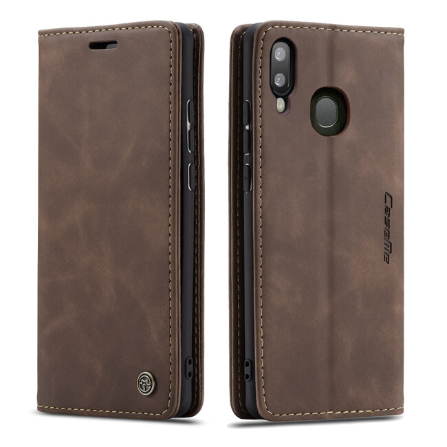 CaseMe - Samsung Galaxy A30 hoesje - Wallet Book Case - Magneetsluiting - Donker Bruin