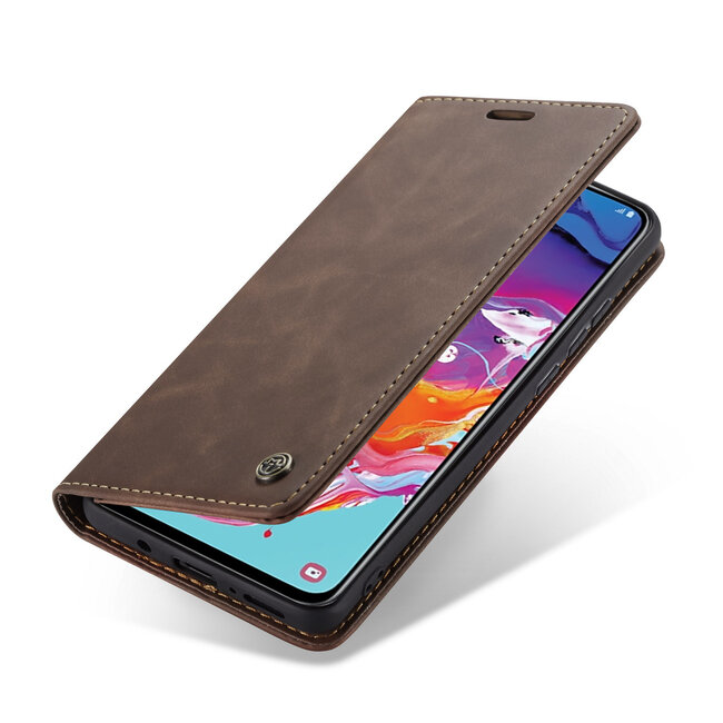 CaseMe - Samsung Galaxy A70 hoesje - Wallet Book Case - Magneetsluiting - Donker Bruin