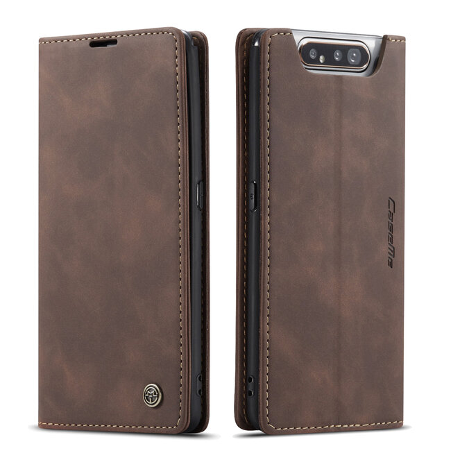 CaseMe - Samsung Galaxy A80 hoesje - Wallet Book Case - Magneetsluiting - Donker Bruin