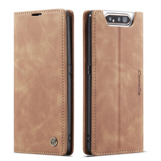 CaseMe CaseMe - Samsung Galaxy A80 hoesje - Wallet Book Case - Magneetsluiting - Licht Bruin