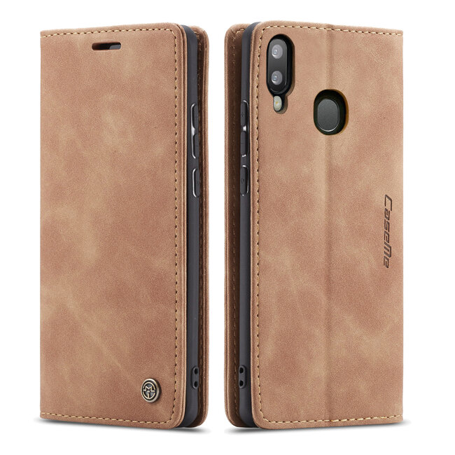 CaseMe - Samsung Galaxy A20e hoesje - Wallet Book Case - Magneetsluiting - Licht Bruin