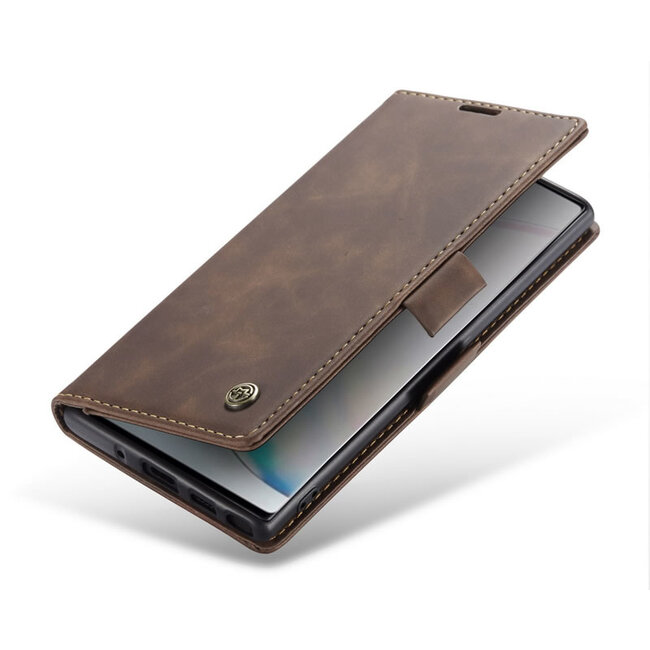 CaseMe - Samsung Galaxy Note 10 hoesje - Wallet Book Case - Magneetsluiting - Donker Bruin