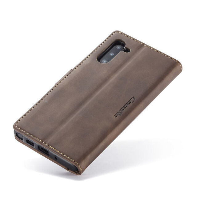 CaseMe - Samsung Galaxy Note 10 hoesje - Wallet Book Case - Magneetsluiting - Donker Bruin