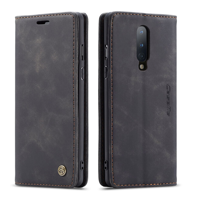 CaseMe - OnePlus 8 hoesje - Wallet Book Case - Magneetsluiting - Zwart
