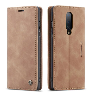 CaseMe CaseMe - OnePlus 8 hoesje - Wallet Book Case - Magneetsluiting - Licht Bruin