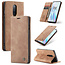 CaseMe - OnePlus 8 hoesje - Wallet Book Case - Magneetsluiting - Licht Bruin