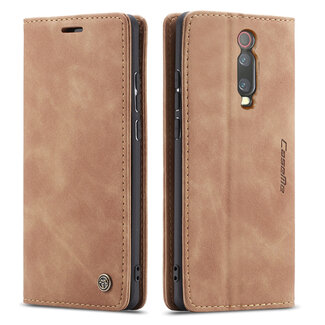 CaseMe CaseMe - Xiaomi Mi 9T hoesje - Wallet Book Case - Magneetsluiting - Licht Bruin