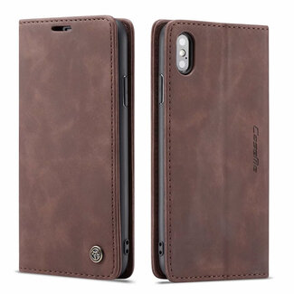 CaseMe CaseMe - iPhone X/XS hoesje - Wallet Book Case - Magneetsluiting - Donker Bruin