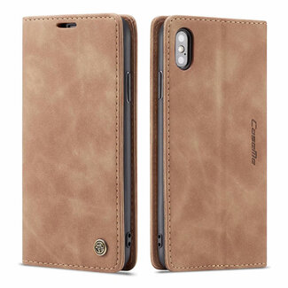 CaseMe CaseMe - iPhone X/XS hoesje - Wallet Book Case - Magneetsluiting - Licht Bruin